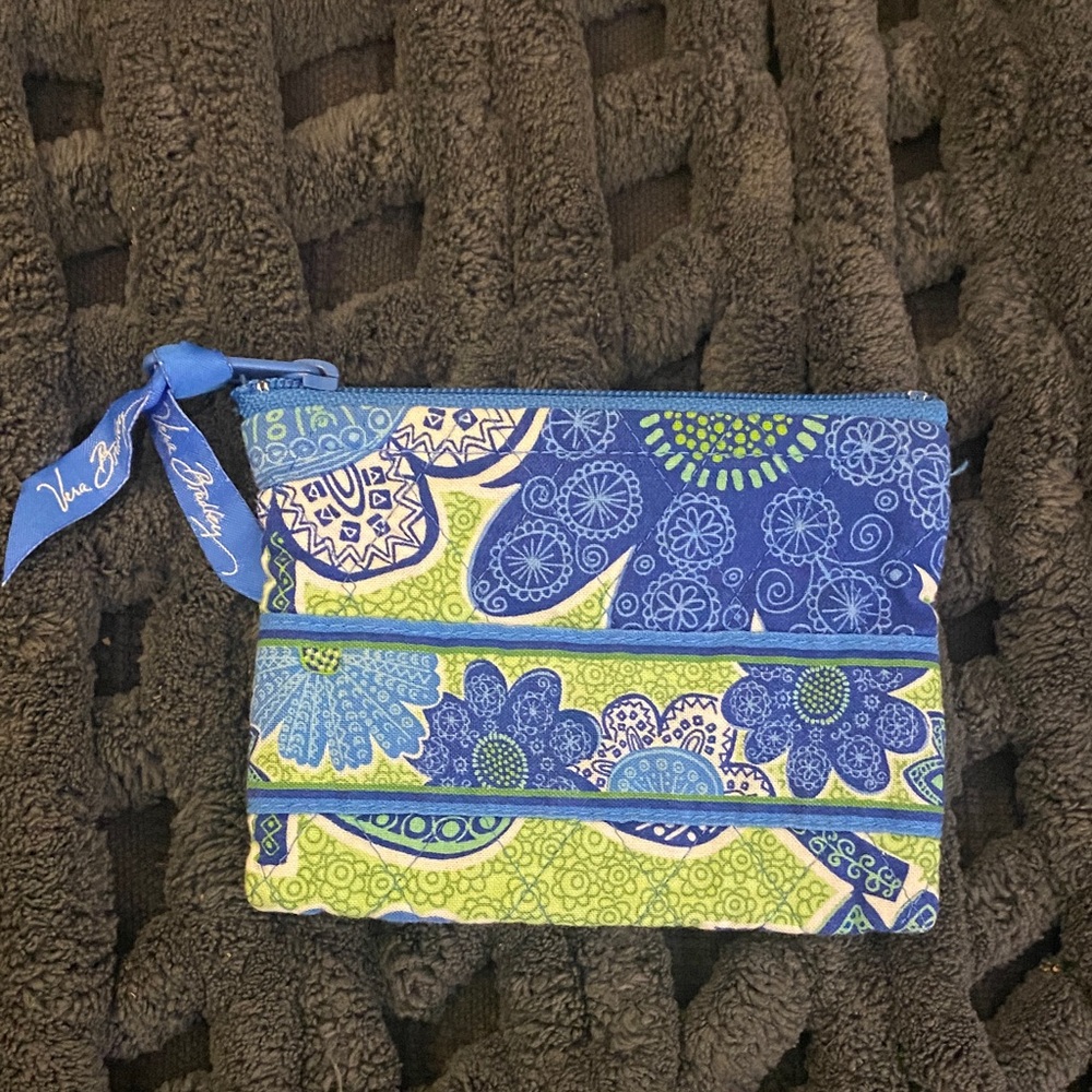 Vera Bradley Blue and Lime Floral Change/Card Purse